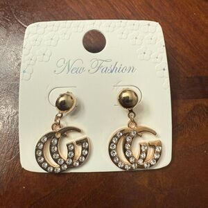 New Gucci inspired Gold Crystal Drop Earrings